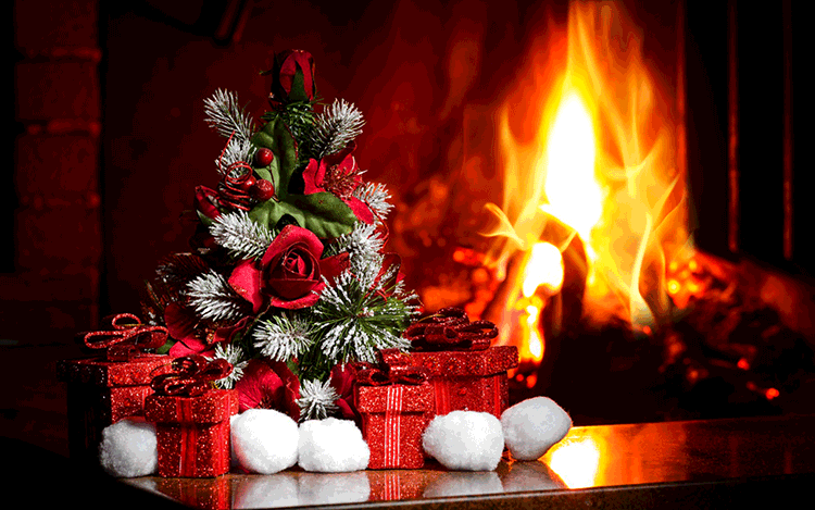 Animated Christmas Gifts Fireplace Email Backgrounds ID 23111