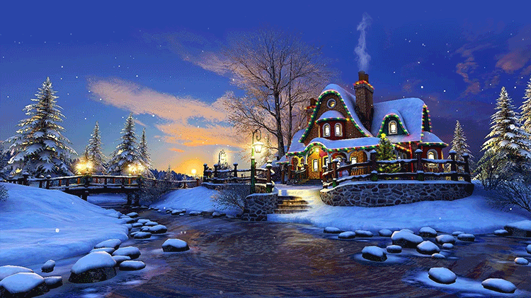 Animated Christmas House Smoke Chimney & Water Drop Email Backgrounds ...