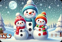 Cheerful Snowman Family - Festive Email Background Background