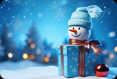 Snowman Gift Delight - Festive Email Background Background