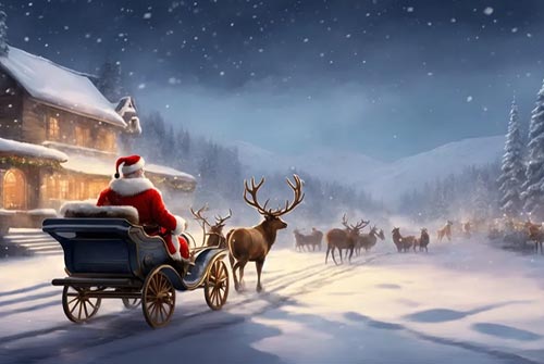 Santa’s Winter Sleigh Ride - Holiday Email Background Background