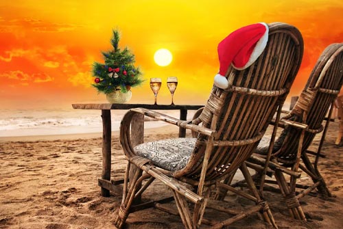 Tropical Christmas Sunset - Holiday Email Background Background