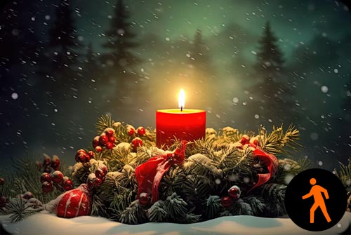 Animated: Candlelit Christmas Wreath - Peaceful Holiday Email Background Background