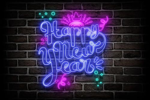 Neon Glow New Year - Festive Email Background Background